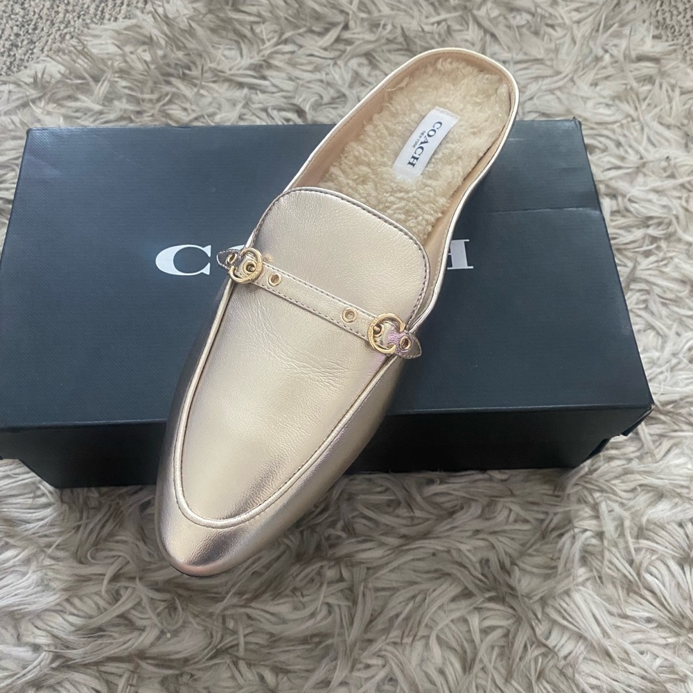 NWT Coach Metallic Shearling Loafers - Picture 5 of 10